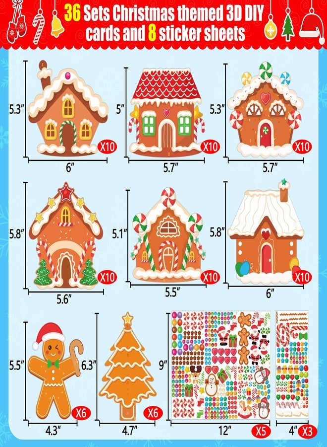 Eternity sky 36Sets Christmas Gingerbread House Crafts Kit Make Your Own 3D Ginger Houses Xmas Tree Classroom DIY Activities Party Favors Bulk - Image 3